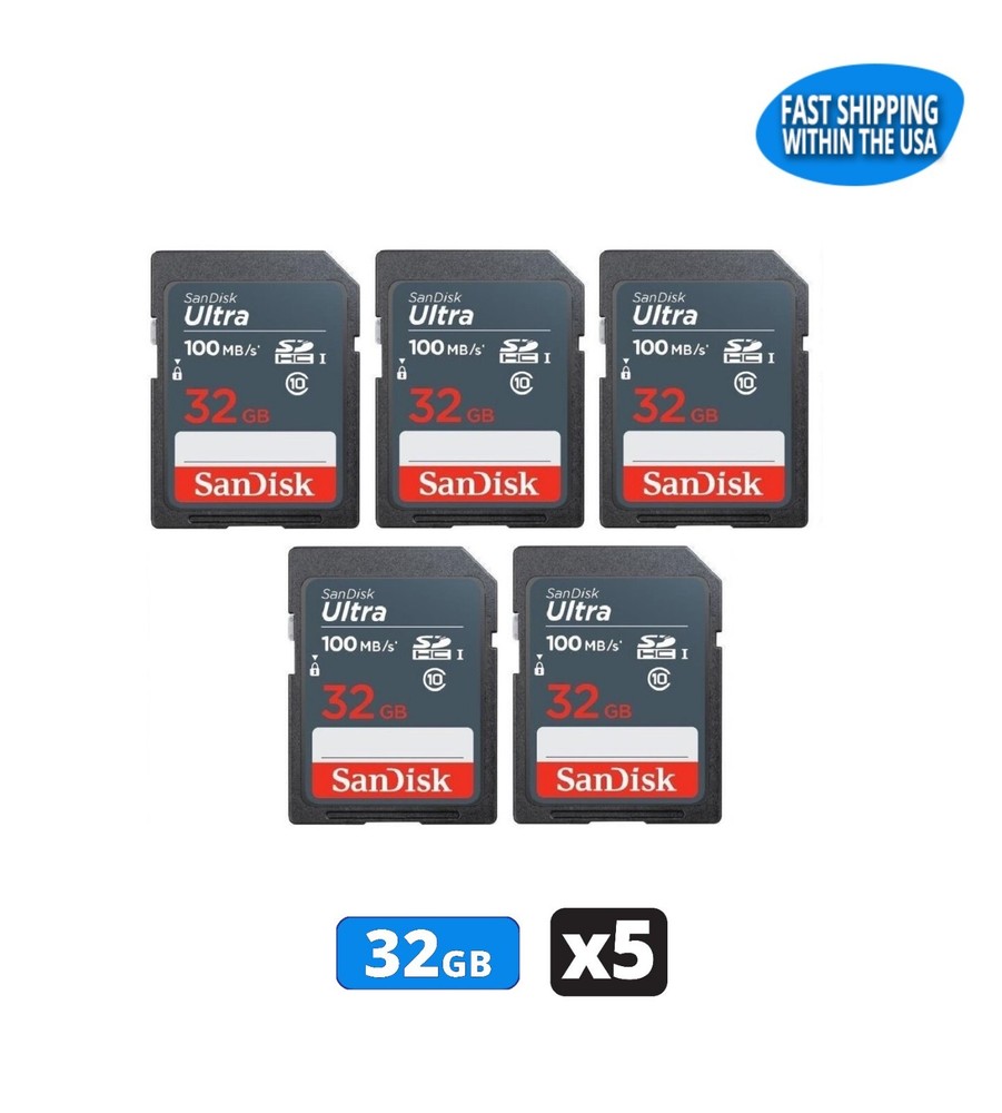 32GB Sandisk Ultra SD Memory cards for Camera/ Trail Camera / Computers (5 Pack)