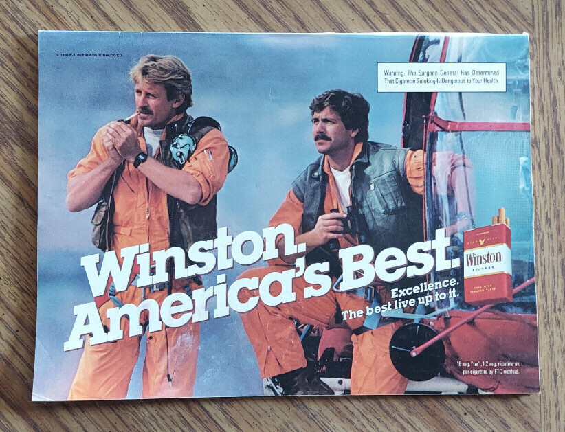 WINSTON FILTERS CIGARETTE MAGAZINE PRINT AD HELICOPTER