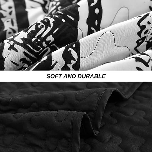 Striped Quilt Set Size, Boho Stripe Patchwork Bedspread Coverlet King Black
