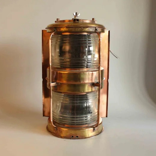 Authentic Vintage Copper Nautical Navigation Light Clear Lens