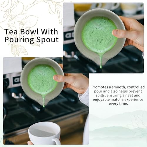 Matcha Whisk Set for Tea Lovers, Matcha Bowl with Spout, Bamboo Whisk, Scoop,