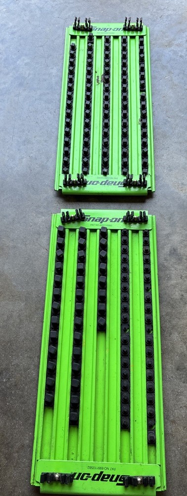 (2) Snap-On Tools 20” Combination Drive Lock-A-Socket Tray Green