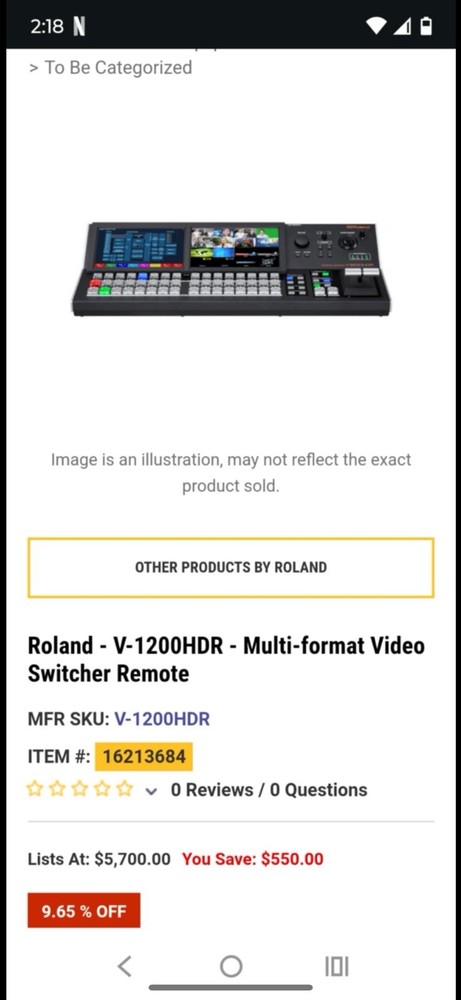 Roland -V-1200HDR -Multi-format Video Switcher Remote