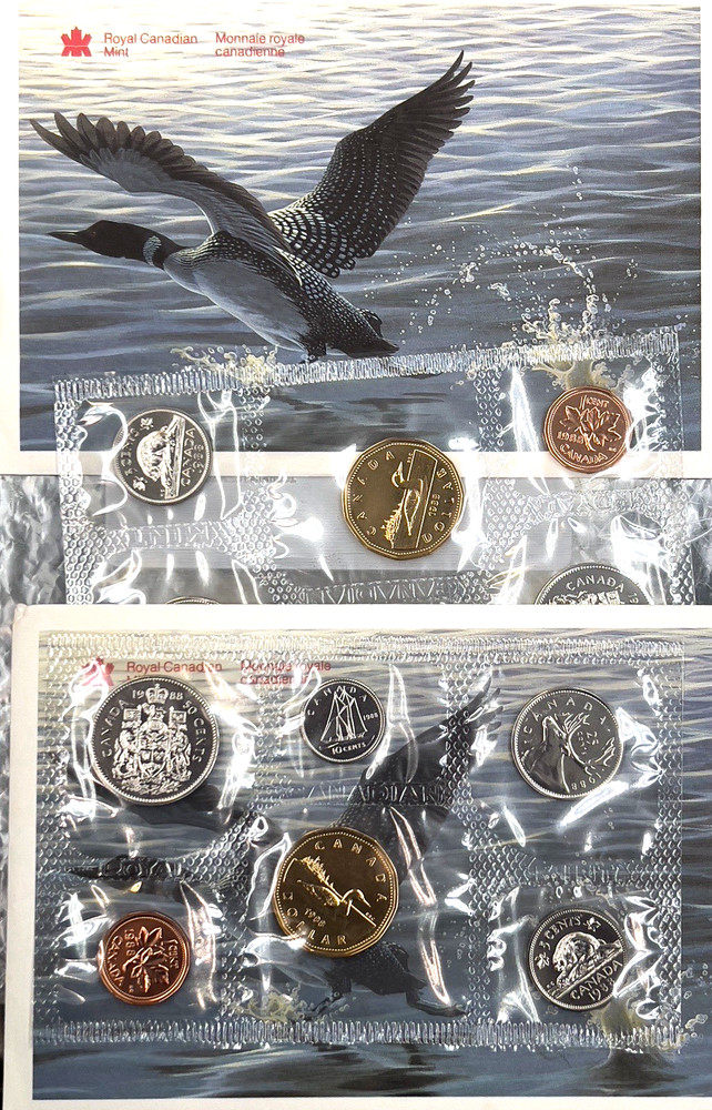 TWO CANADA 1988 UNCIRCULATED ROYAL MINT SETS PROOF LIKE