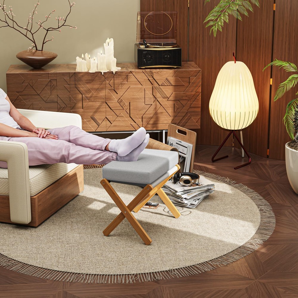 Foldable Footstool Ottoman, Modern Footrest, Makeup Vanity Stool