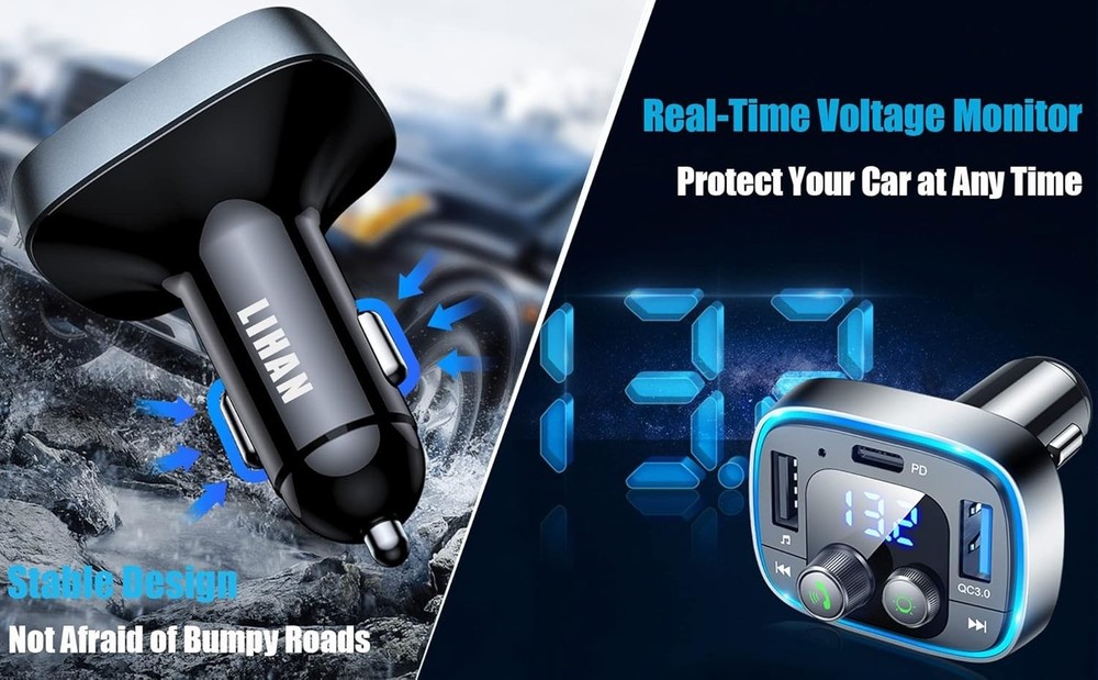 Wireless Bluetooth Car Adapter with 48W Charging & Hands-Free Calling Excellence