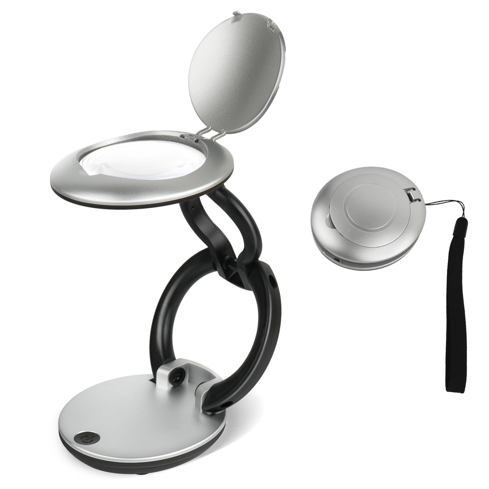 10X Lighted Magnifying Glasses for Close Work, Compact Foldable Magnifier for...