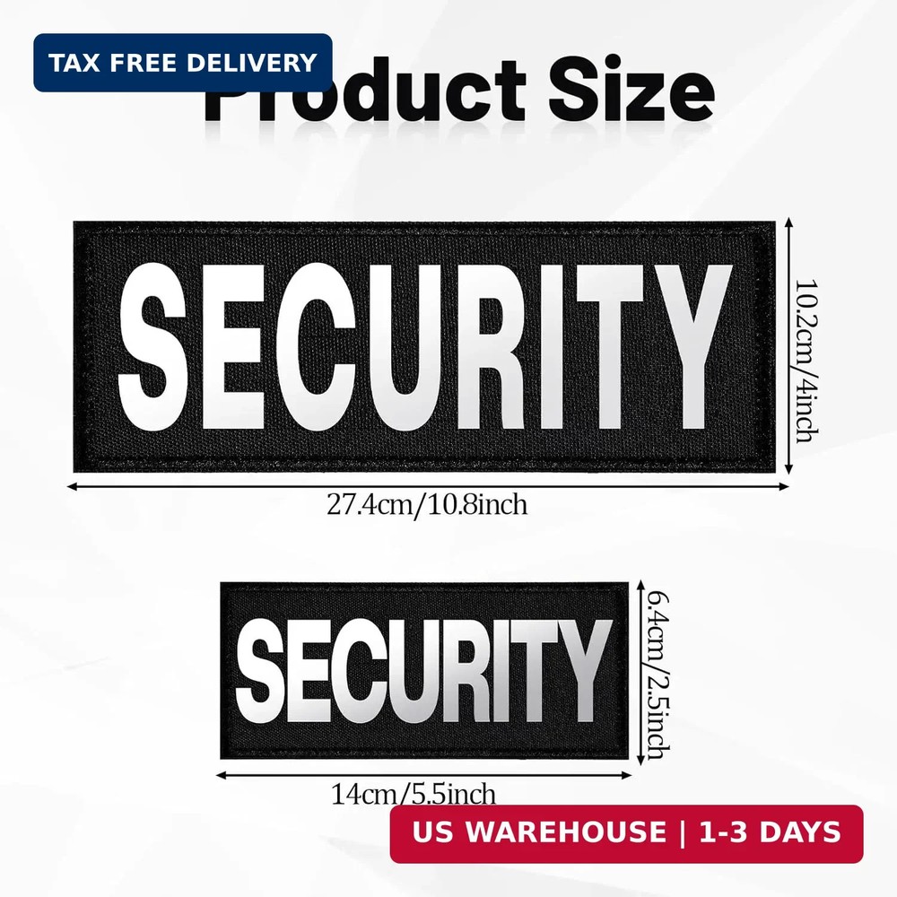 Security Patch, 2 Pcs Reflective Security Hook and Loop Patch for Vest Printed L