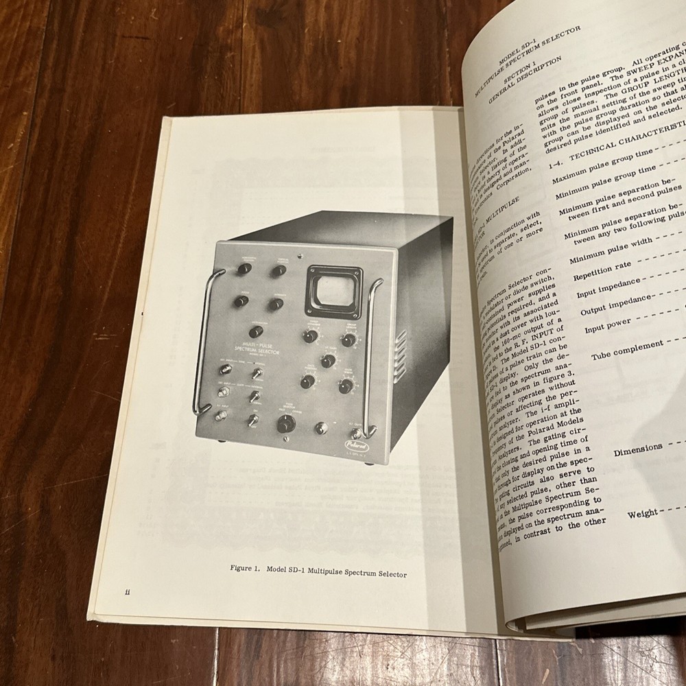 Polarad Model SD-1 Multipulse Spectrum Selector Operating Instructions