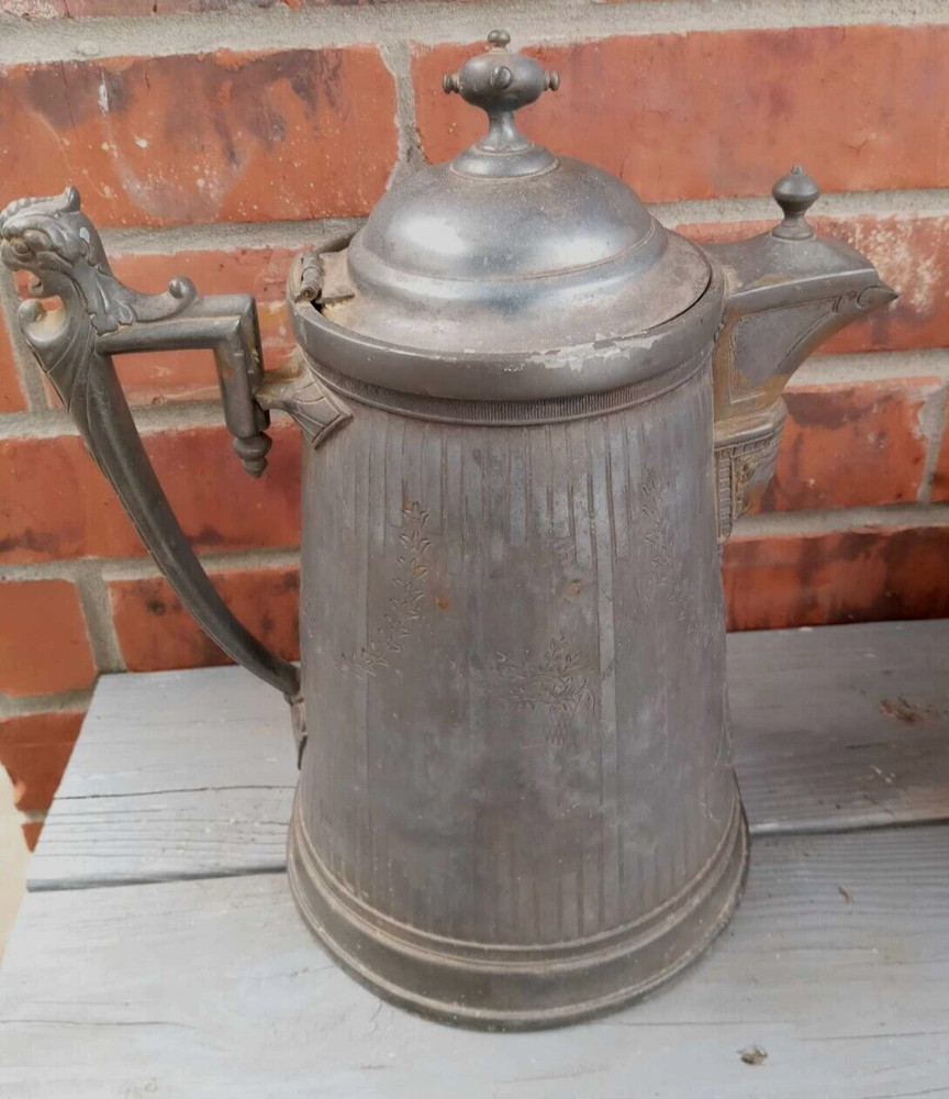 ANTIQUE 1887 REED & BARTON SILVER Plated Etched Ice Water PITCHER