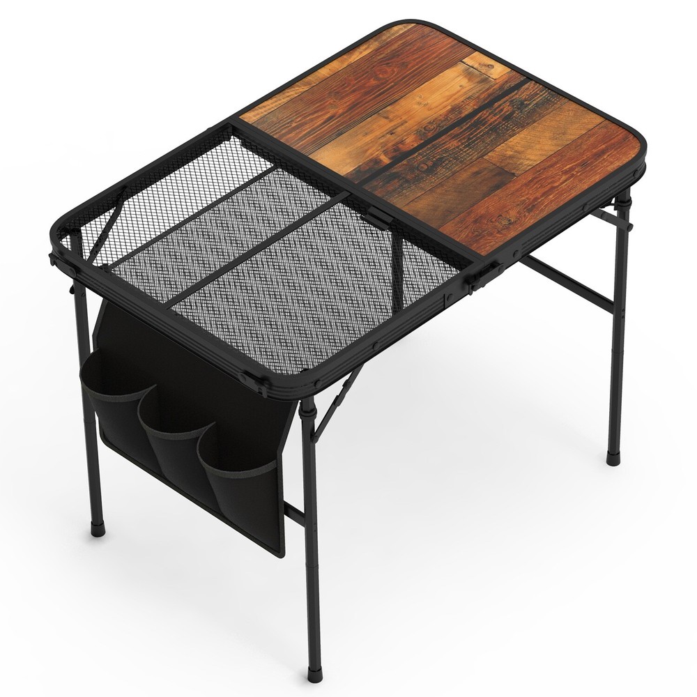 Camping Table Collapsible Aluminum Grill Stand BBQ Table Storage Net Adjustable