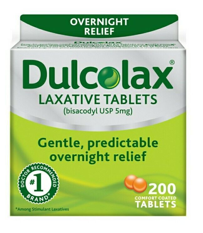 Dulcolax Laxative Tablets 5mg Bisacodyl USP Constipation Relief 200 Tab Ex 1/28