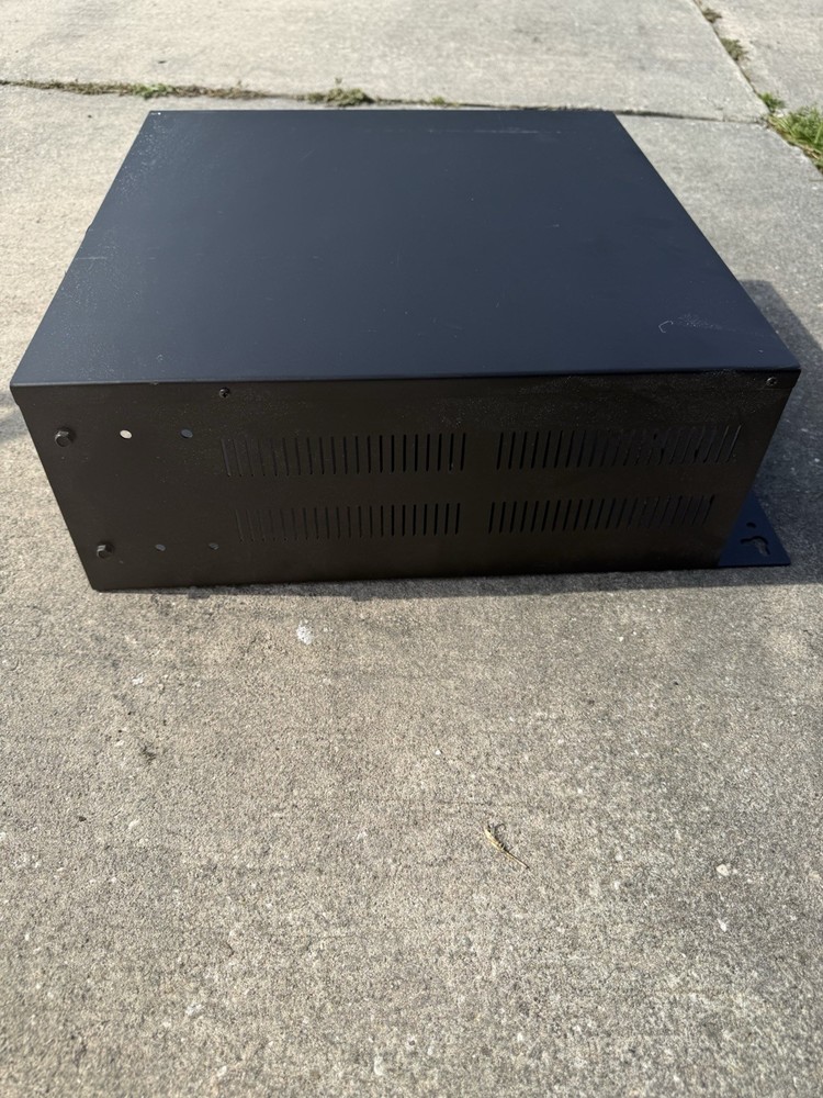 4RU vertical wall mount rack for network equipment and patch panels.