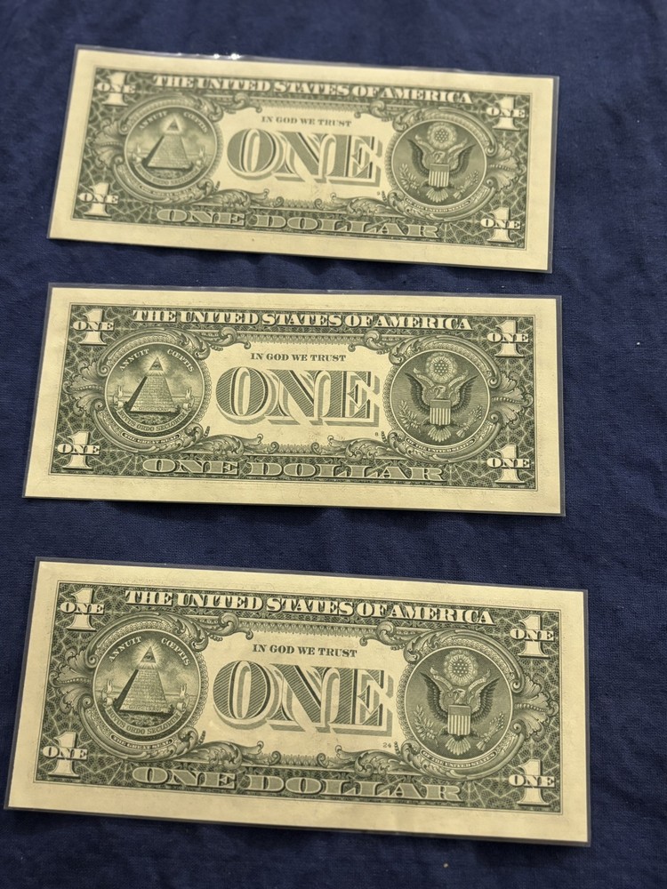 2001 FRN ERRORS INSUFFICIENT INKING 3 CONSECUTIVE SERIAL#’s FANCY SERIAL UNCIRC