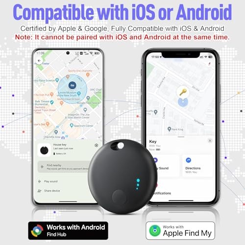 Air Tracker Tags for Android or iOS, Dual System Air Tracker-2 Pack, Black