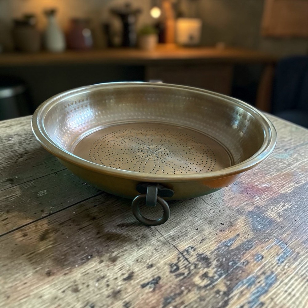 Antique Vintage Copper Colander Strainer 16”