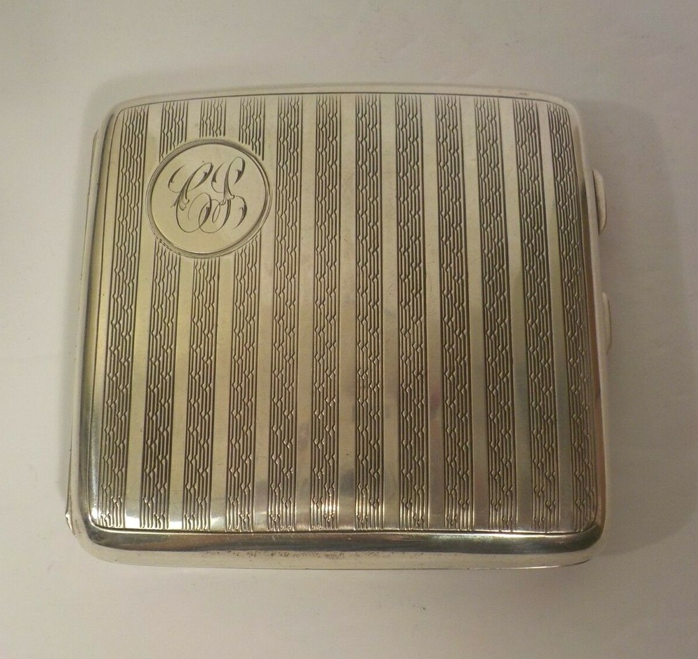 English Sterling Silver Cigarette Case, c. 1922, Monogram