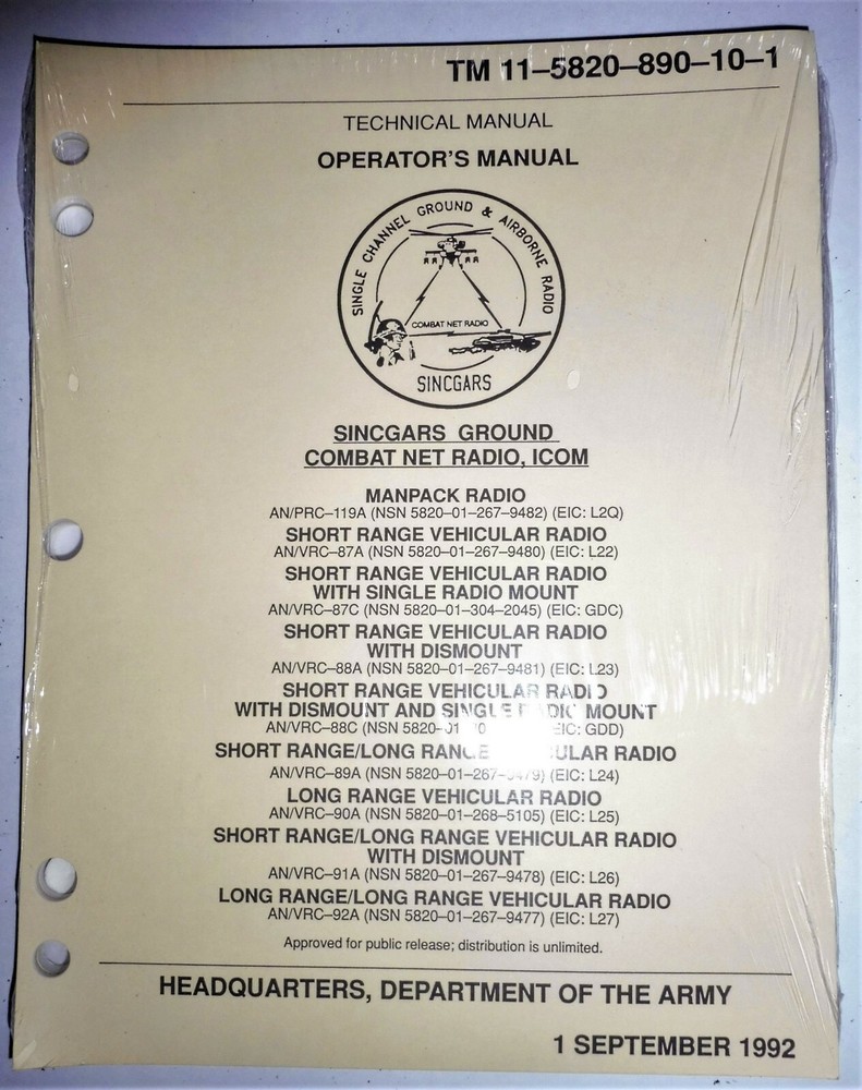 SINCGARS Ground Combat Net Radio Reference Book