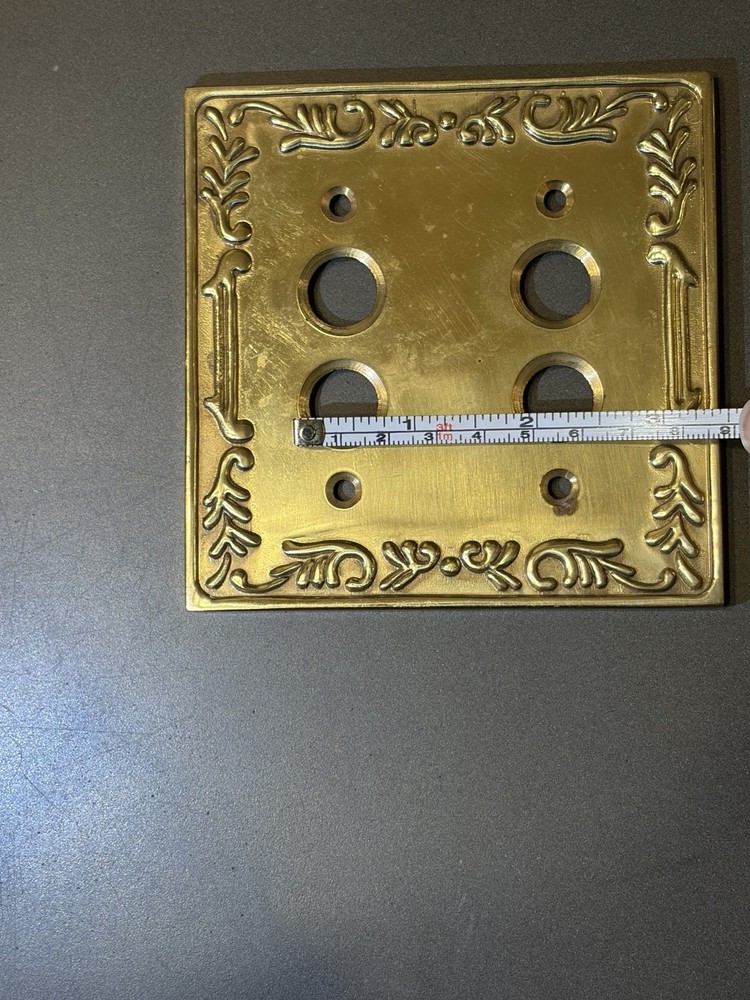 VINTAGE PUSH BUTTON DOUBLE GANG SOLID FORGED BRASS COVER SWITCH PLATE