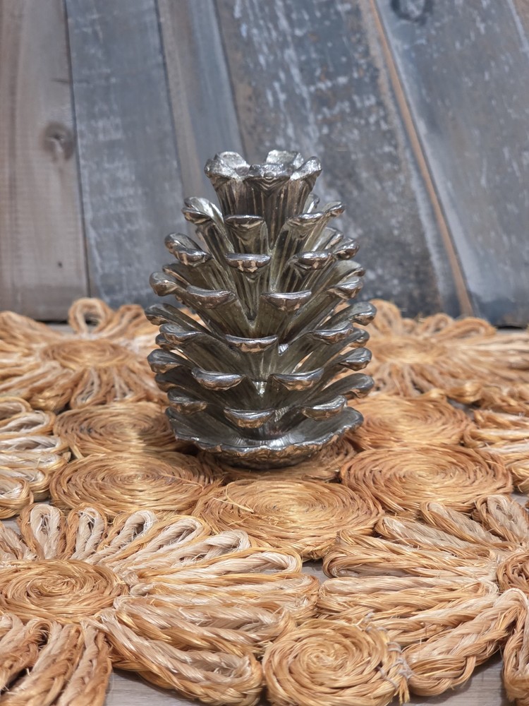 Godinger Silver Pinecone Figurine | Metallic Holiday Decor | 3.5” Accent Piece