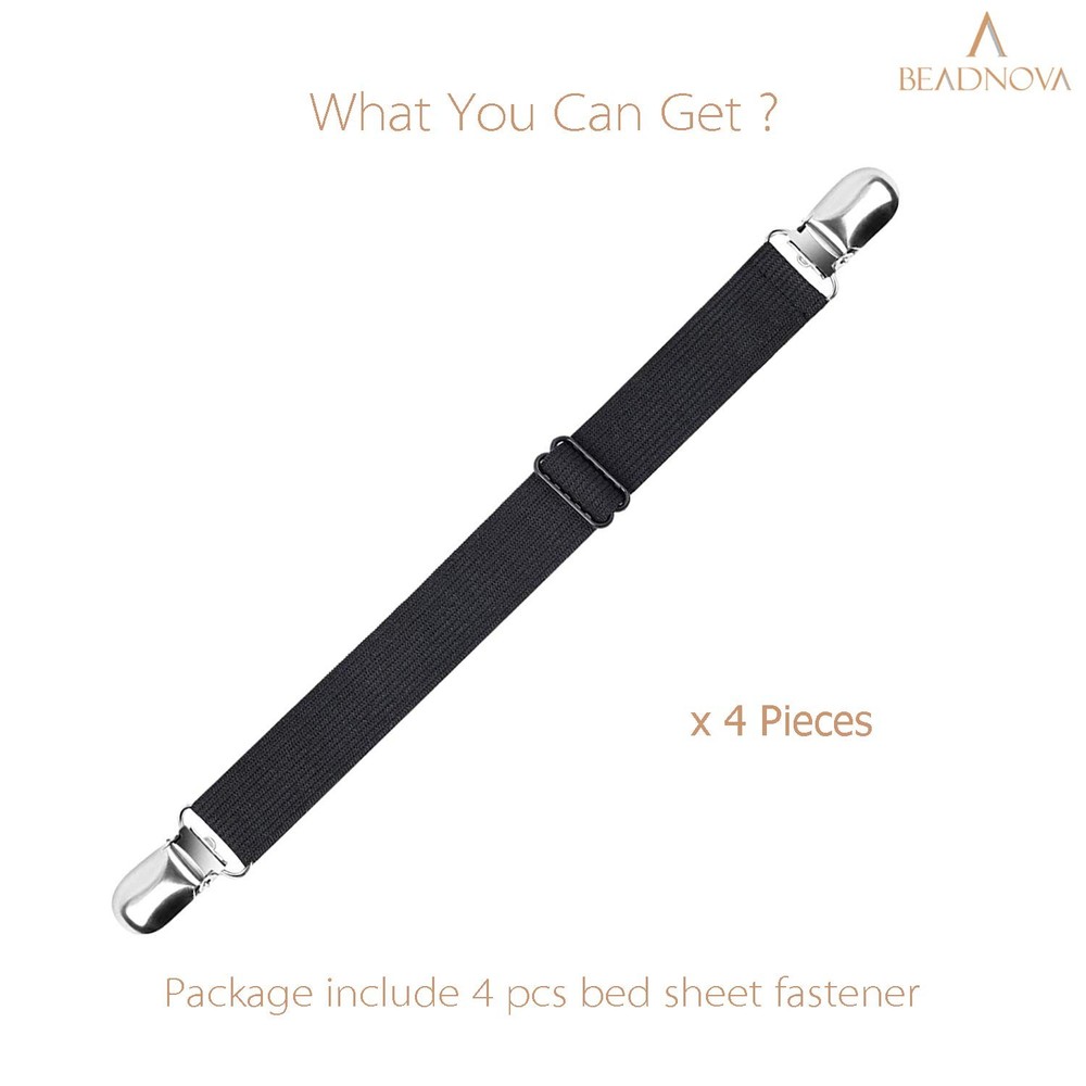 BEADNOVA Bed Sheet Straps 4 Pcs Bed Sheet Holders Fitted Sheet Clips