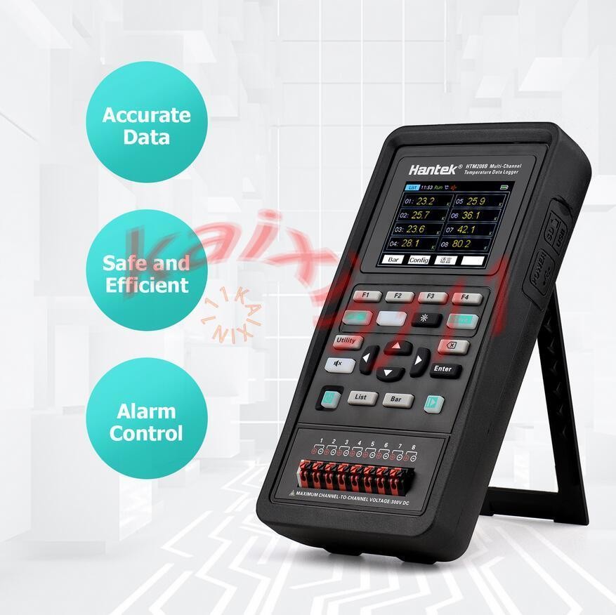 ONE NEW Hantek HTM208B 8-channel Data Logger Rechargeable Handheld tester