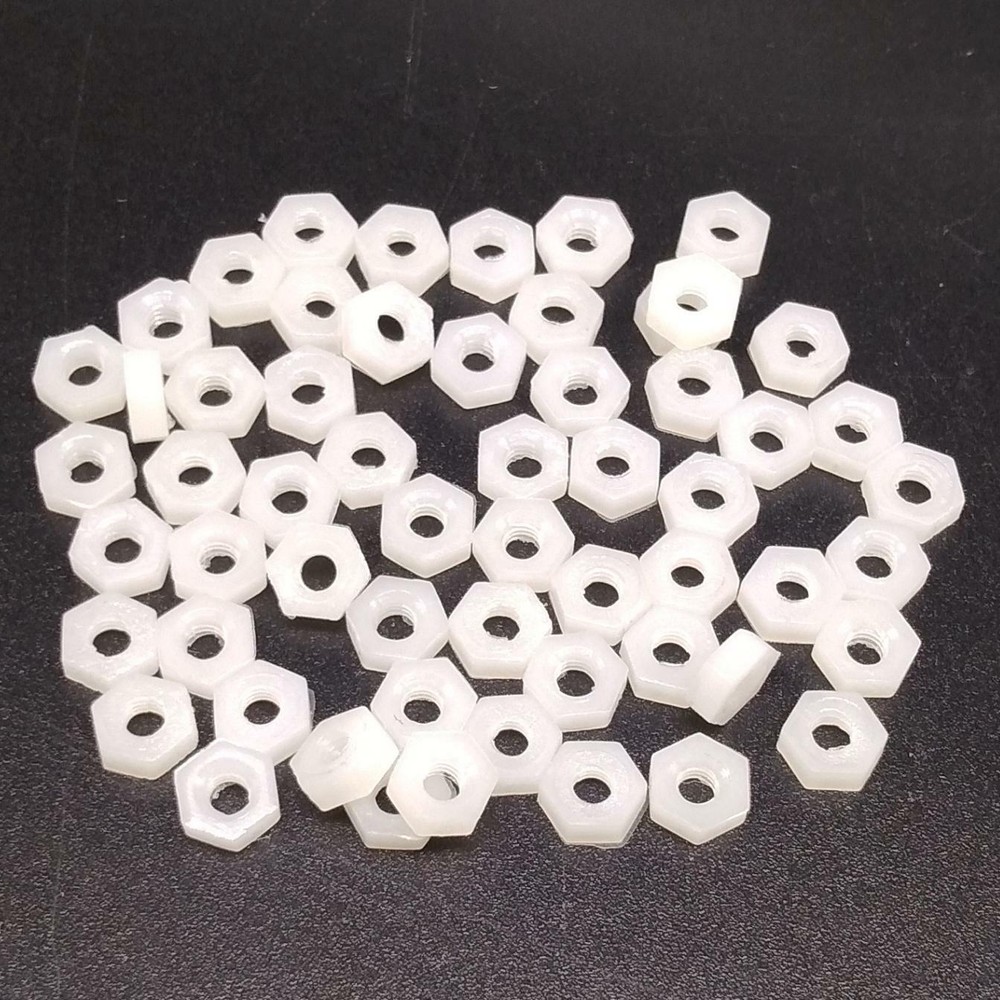 500pcs M2.5 Metric Thread Insert Screw Fastener White Nylon Hex Nut