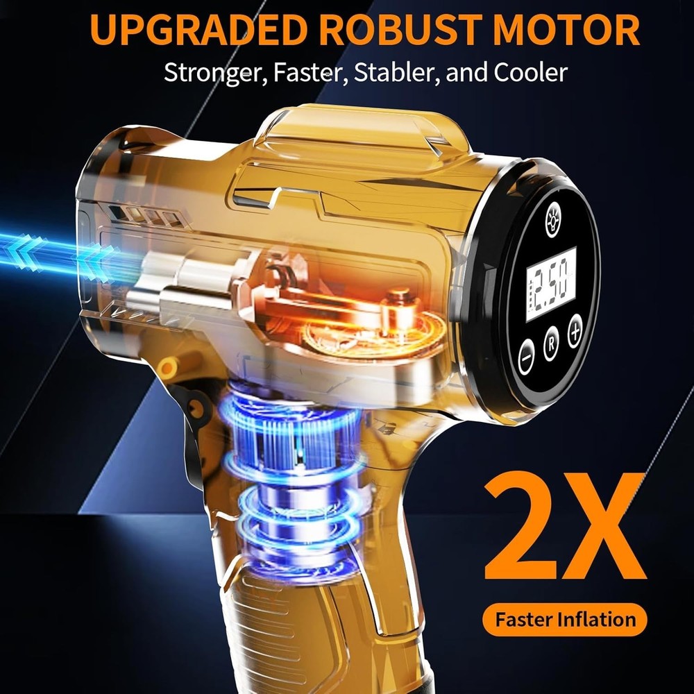 Compact Handheld Air Compressor with Auto Shut-off & Flashlight – Essential Gear