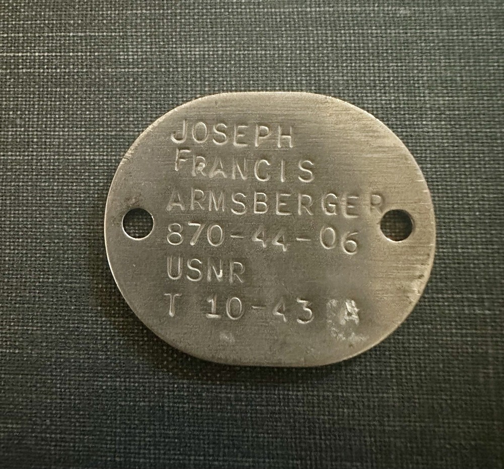 WWII USN Navy Personnel ID Disc Dog Tag Armsberger USNR