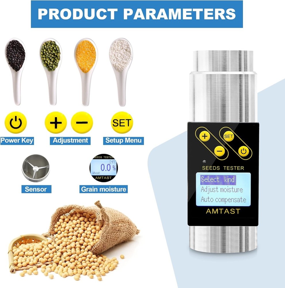High Precision Grain Moisture Meter for 18 Grains Including Wheat and Soybean