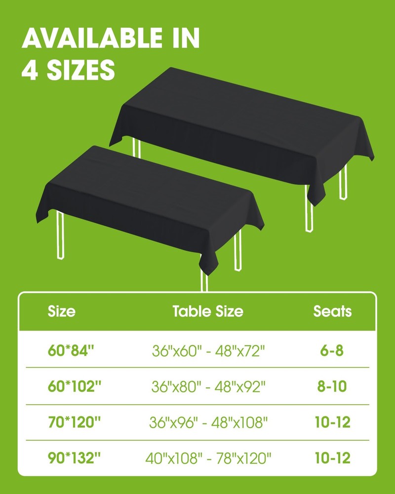 Rectangle Table Cloth 60" x 84" – Durable Polyester Tablecloth Offers Reusabl...