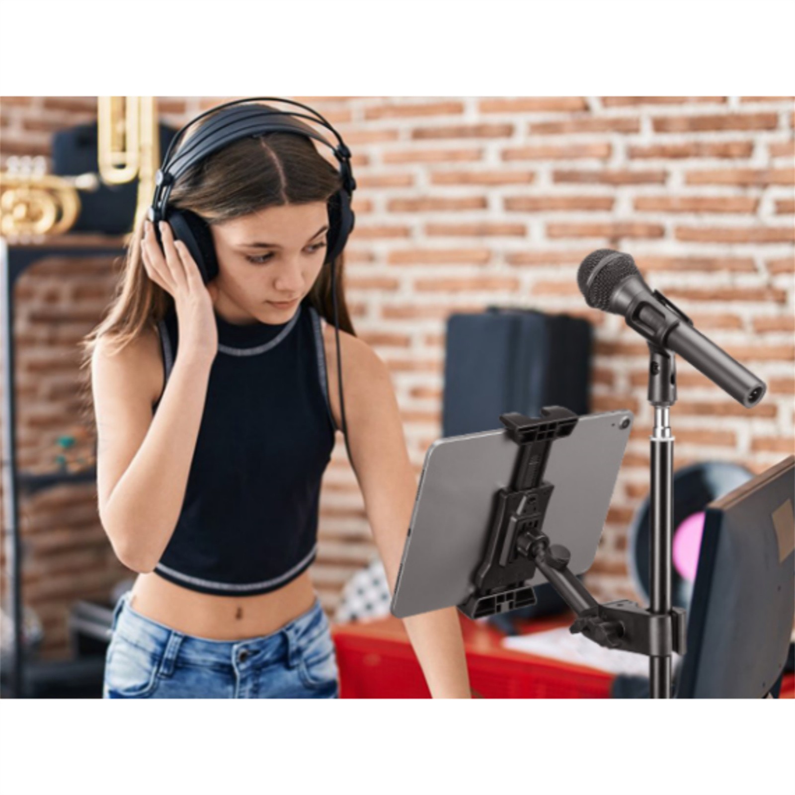 Mic Stand Adjustable Microphone Phone Holder Mount iPad iPhone All 4.7-13.5 Inch