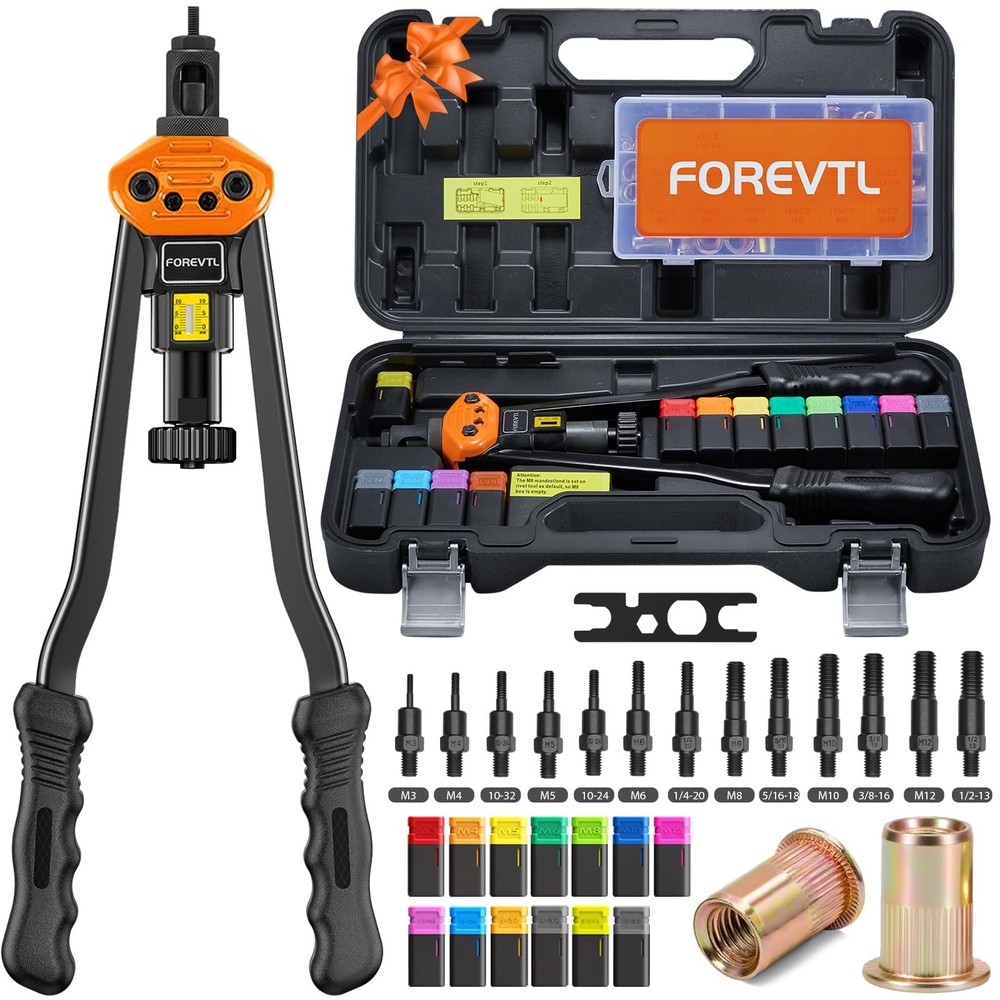 FOREVTL Rivet Nut Tool Kit, 16-Inch Rivnut 16" Tool, Orange