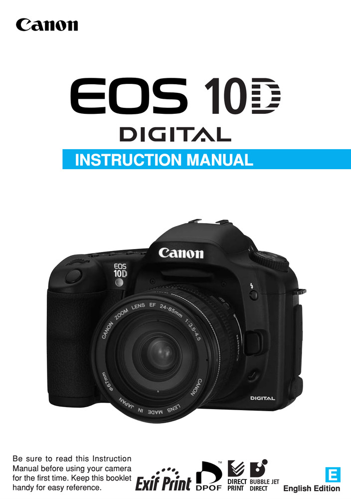 Canon EOS 10D Digital Camera User Owner Instruction Manual