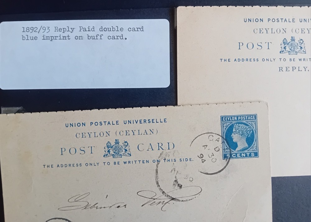 Ceylon 1892-3  Post Card #C60