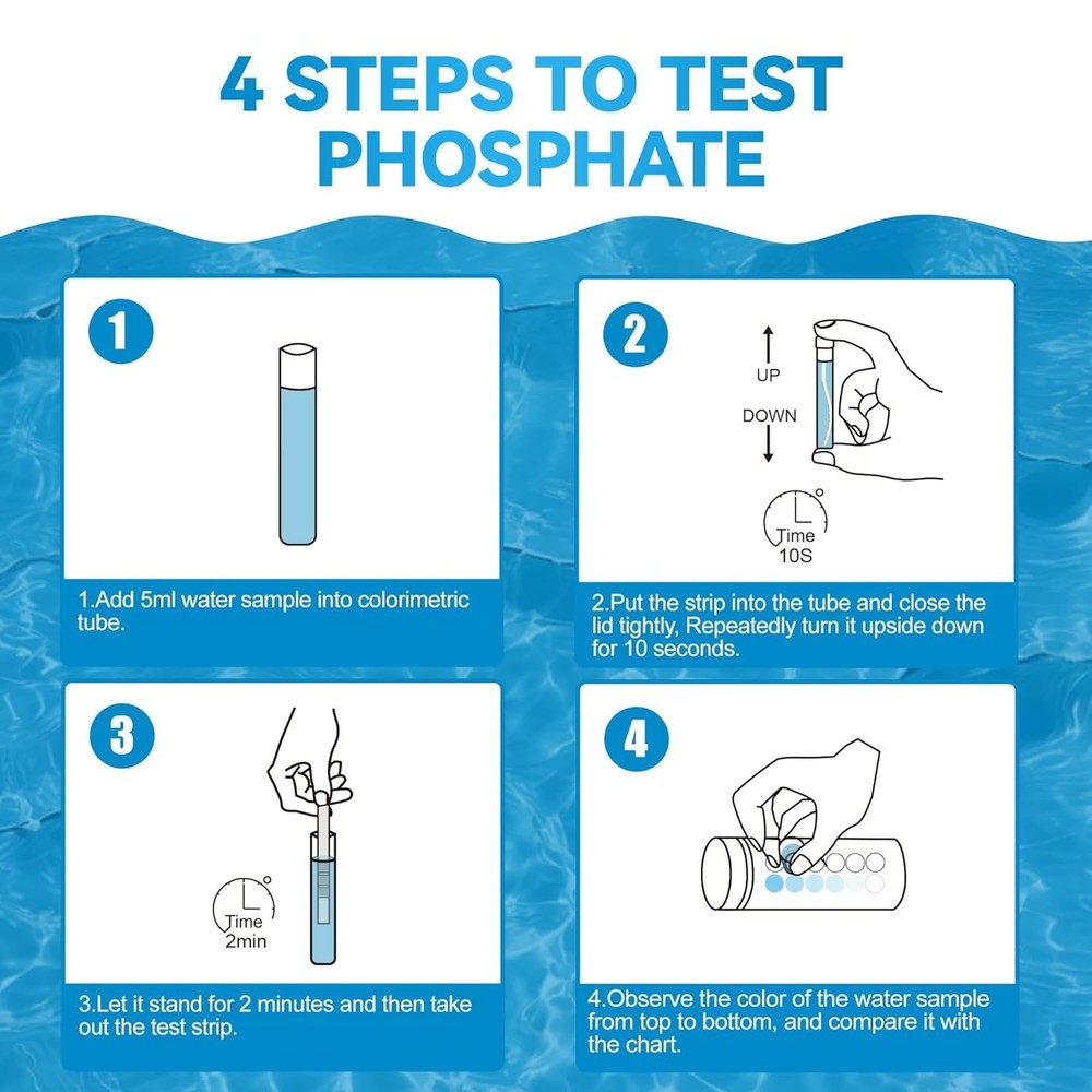 Pool Phosphate Kit 50 Strips Water Testing for Hot Tubs and Pools