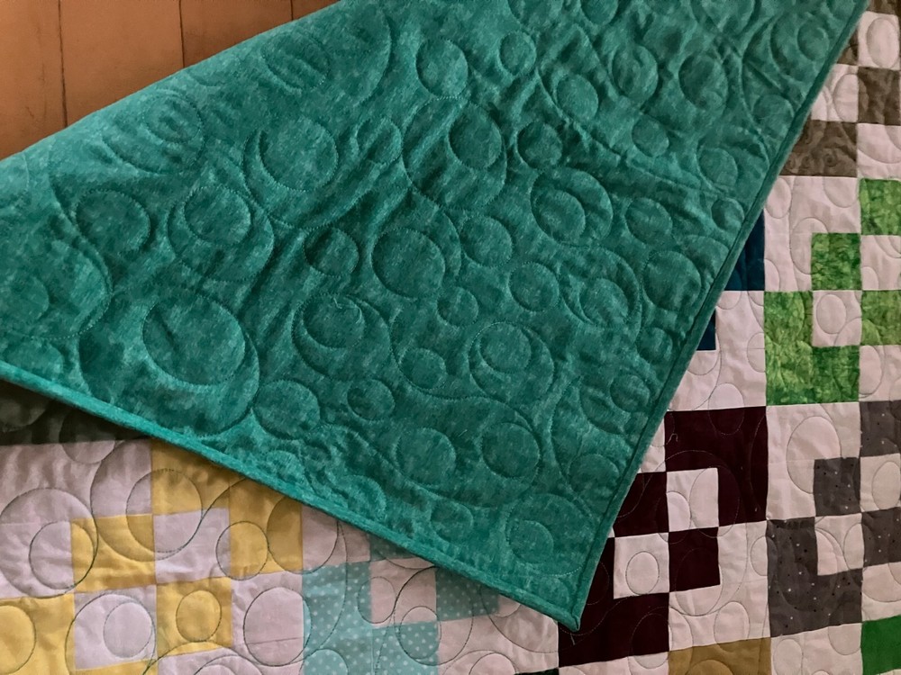 Handmade Quilt 4-Square patchwork pattern Twin quilt 64" X 80"