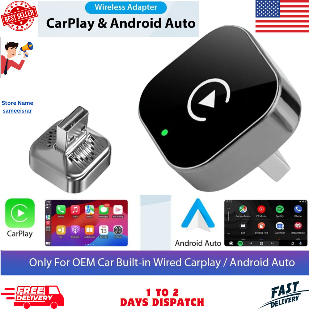 2026 2 in 1 Wireless CarPlay Adapter & Android Auto Wireless Adapter