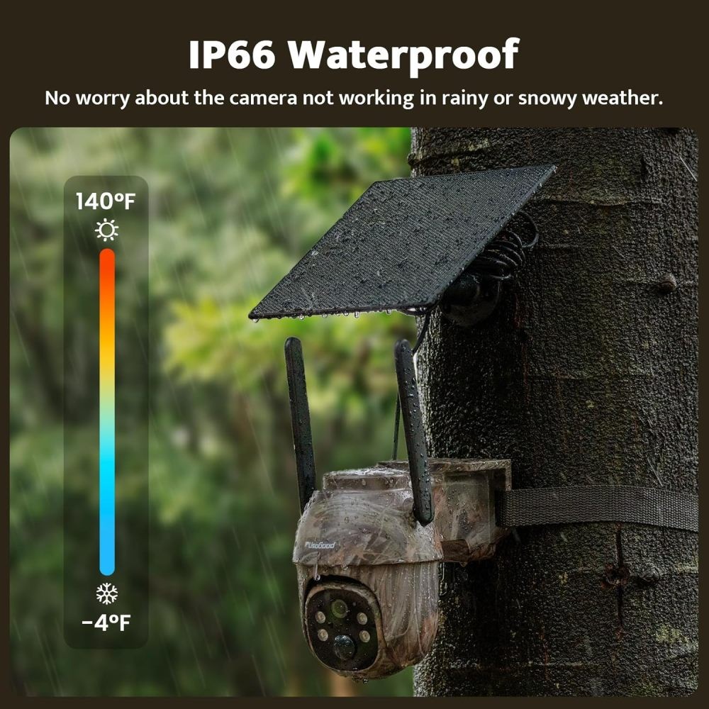 4G LTE Cellular Trail Camera with Solar Panel & Live View,360° View Night Vision