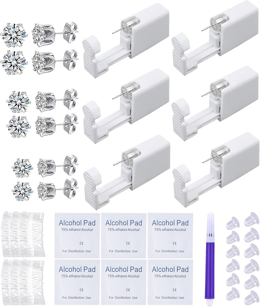 Ear Piercing Kit Disposable Ear Piercing Gun Kit with Sterile Multi-Sized CZ Ear