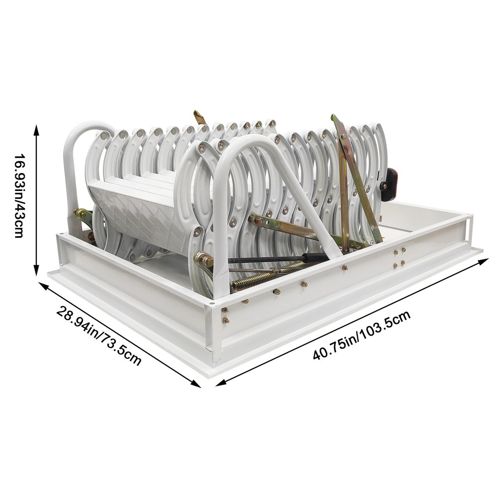 Pull Down Attic Ceiling Ladder 9.84ft White Folding Loft Stair 27.56''x 39.37''