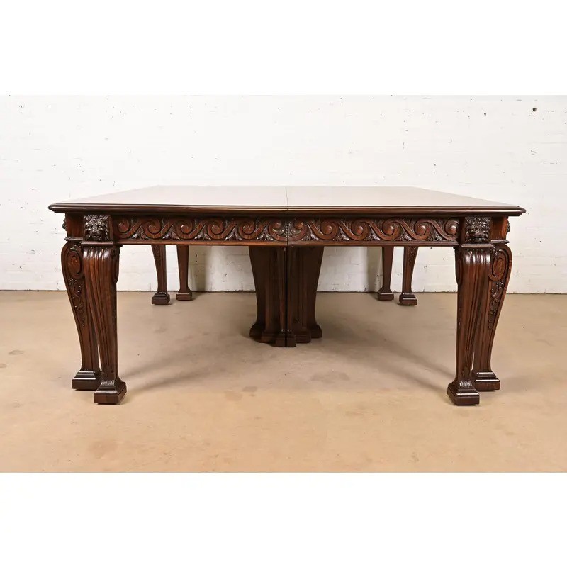 R. J. Horner Style Victorian Carved Oak Extension Dining Table, Newly Refinished