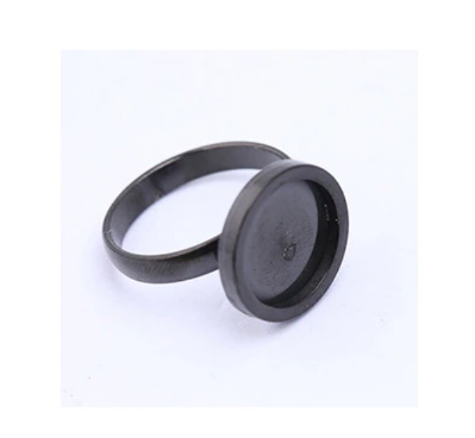 1 pc 304 Stainless Steel Cabochon Setting Bezel RING bases - Black - Flat