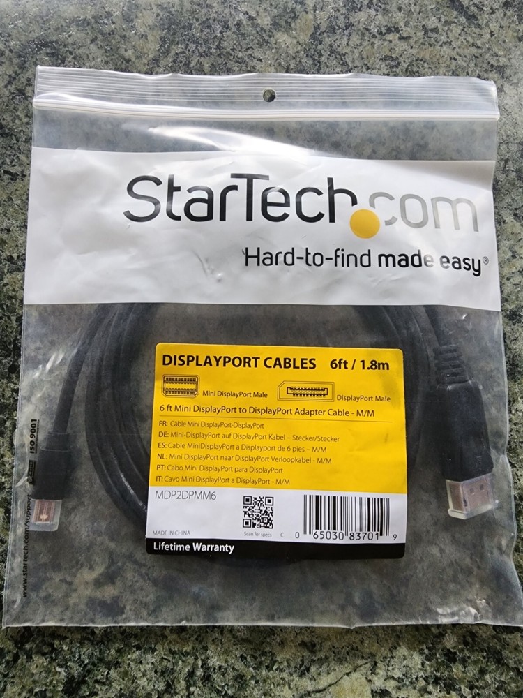 6 ft StarTech Mini DisplayPort to  Displayport Cable Adapter New