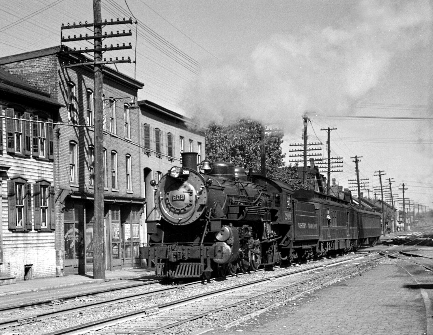 1937 Train arriving in Hagerstown, MD Vintage Photograph 8.5" x 11" Reprint