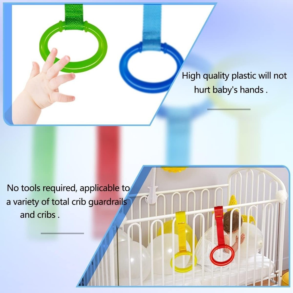 4-Piece Crib Pull Rings - Cartoon-Themed Infant Support for Walking Practice