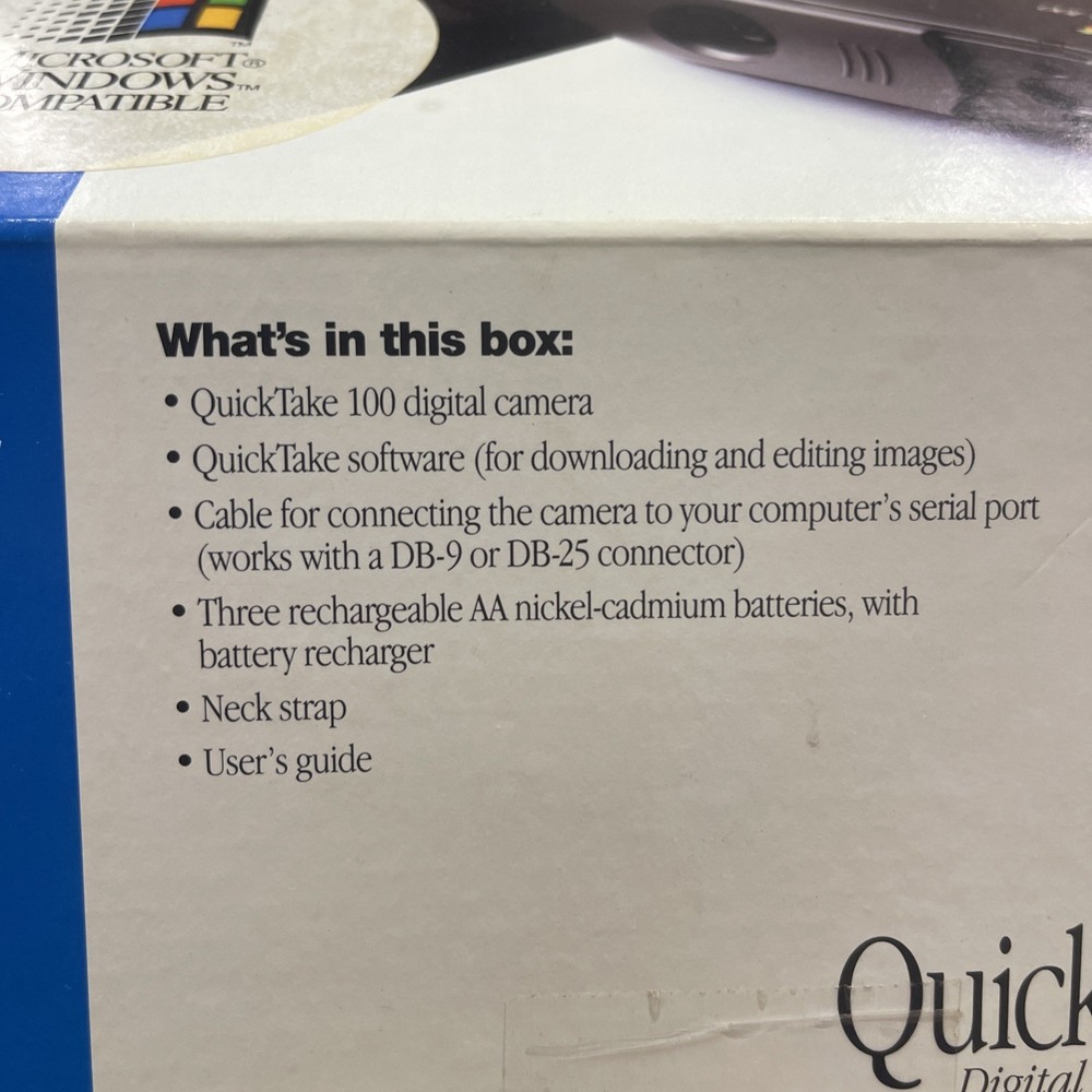 Apple Quicktake 100 Camera Microsoft Windows Compatible with Box and cables