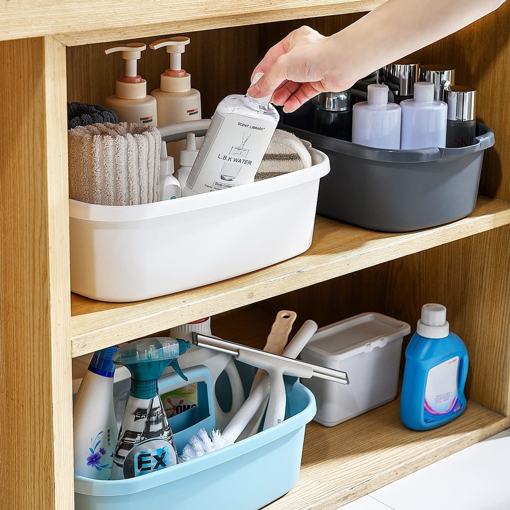 2 Pack Multi-Purpose Plastic Cleaning Caddy with Handle, Shower Caddy Organiz...