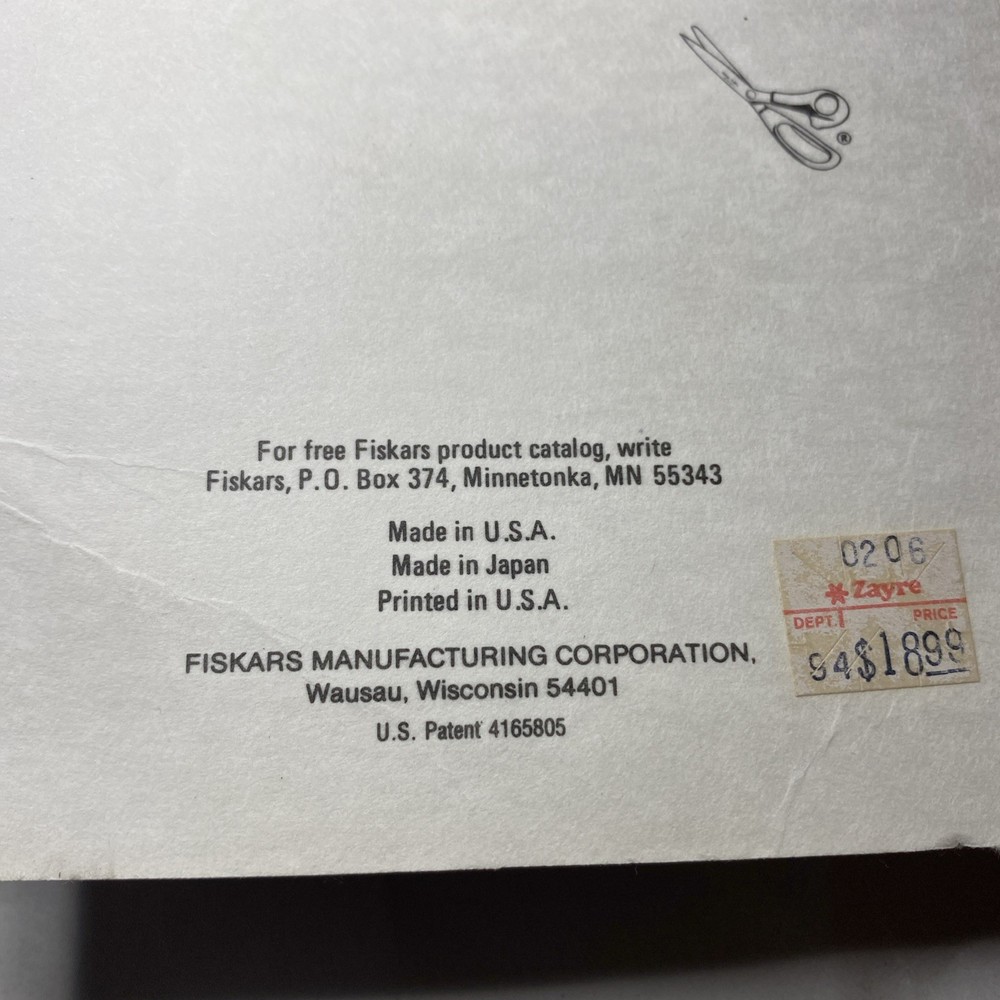 Fiskars Scissors Model 9445 Right Hand Pinker Pinking Shears NOS