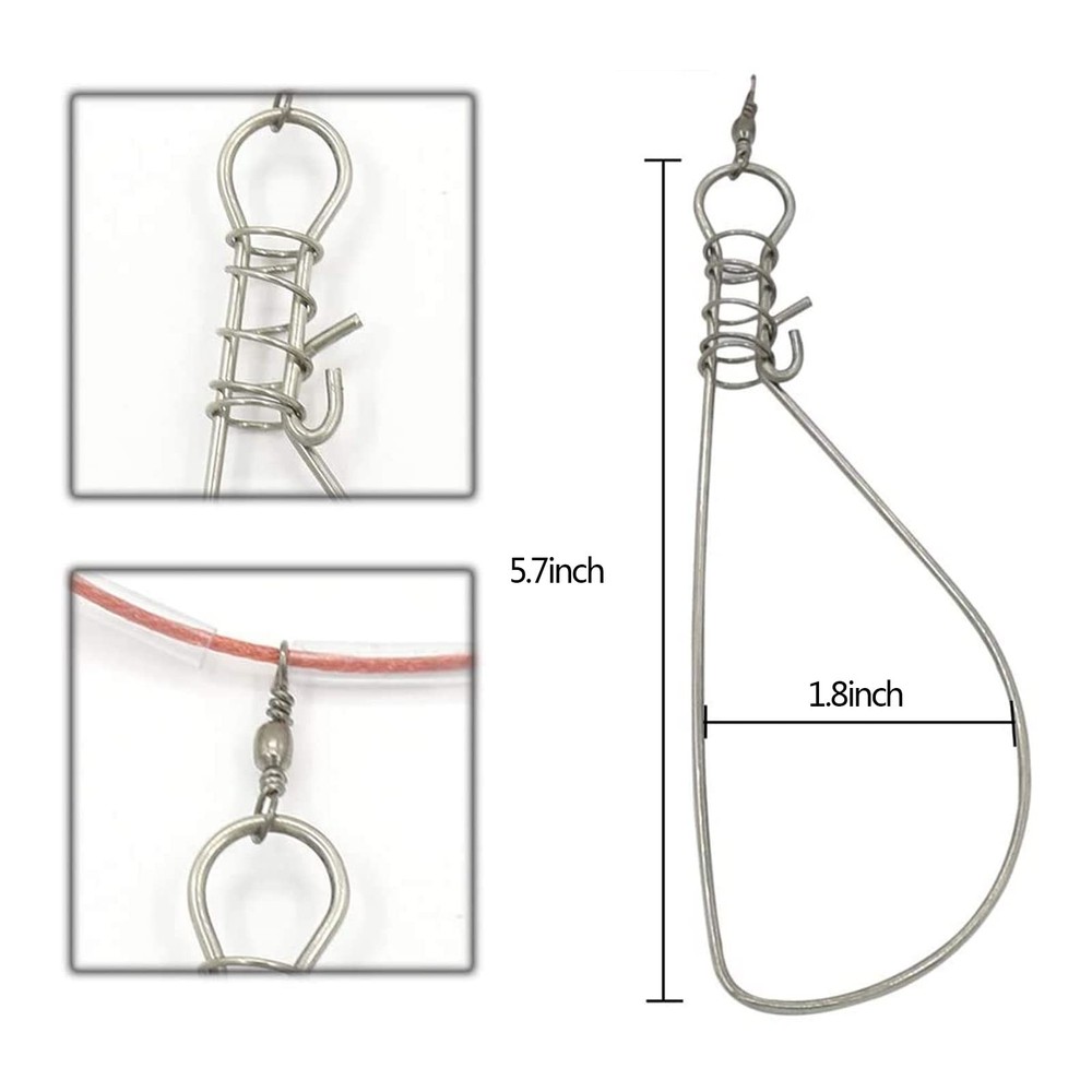 Stainless Steel Fish Stringer Clip with Float and Plastic Handle Big Fish Wi...